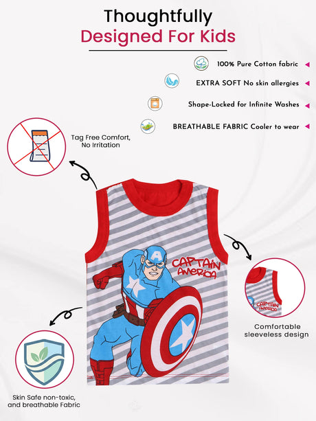 Boys Spiderman 100% Cotton Vest Round Neck Regular Fit Pack of 2