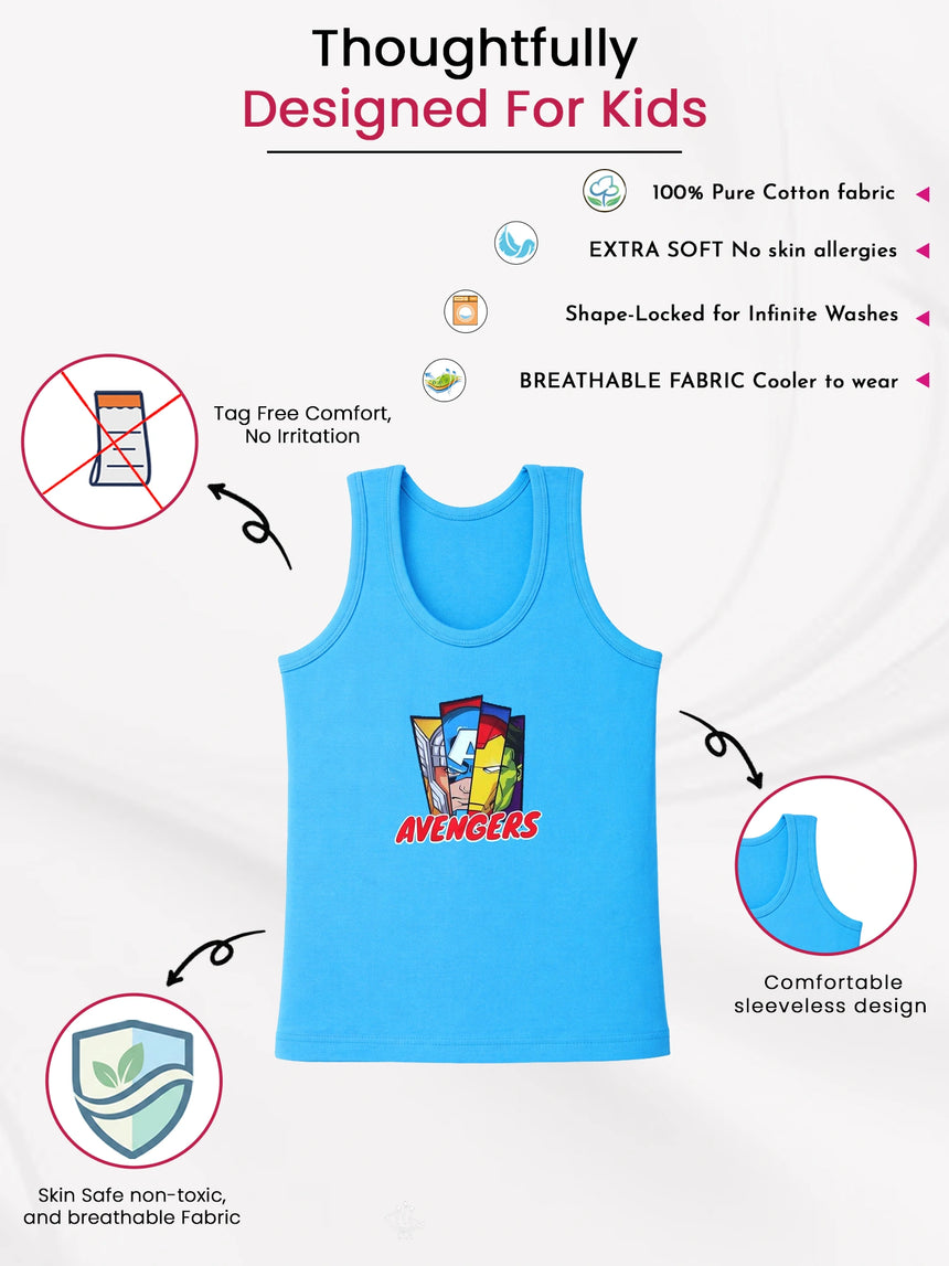 Boys Avengers Vest Round Neck Sleeveless Pack of 5 - Bodycare