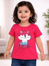 Baby Girls Cotton Round Neck Half Sleeve T-Shirt for Casual Dressing, Lounge Wear and Everyday Comfort - Pack of 1