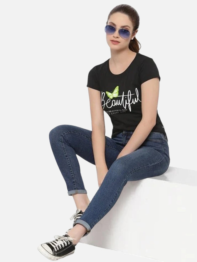 Women T-Shirt Half Sleeves Round Neck with Solid Casual Styling for Everyday Wear and Easy Pairing Comfort