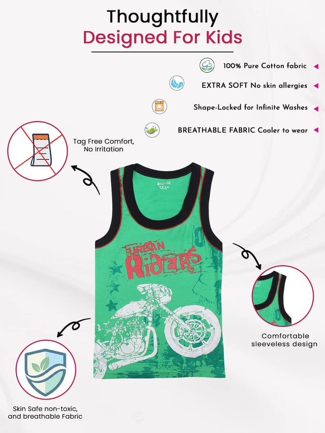 Boys Innerwear Vest Round Neck Sleeveless for Everyday Comfort, Easy Layering and Wardrobe Essentials - Pack of 2