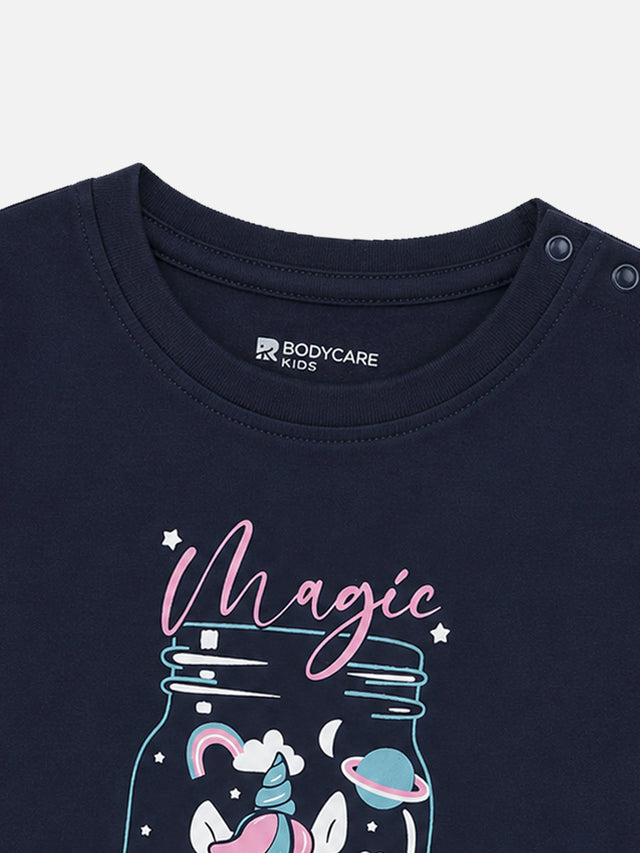 Baby Girls Shoulder Open T-Shirt Full Sleeves Casual Wear Top for Easy Dressing, Playtime and Regular Use