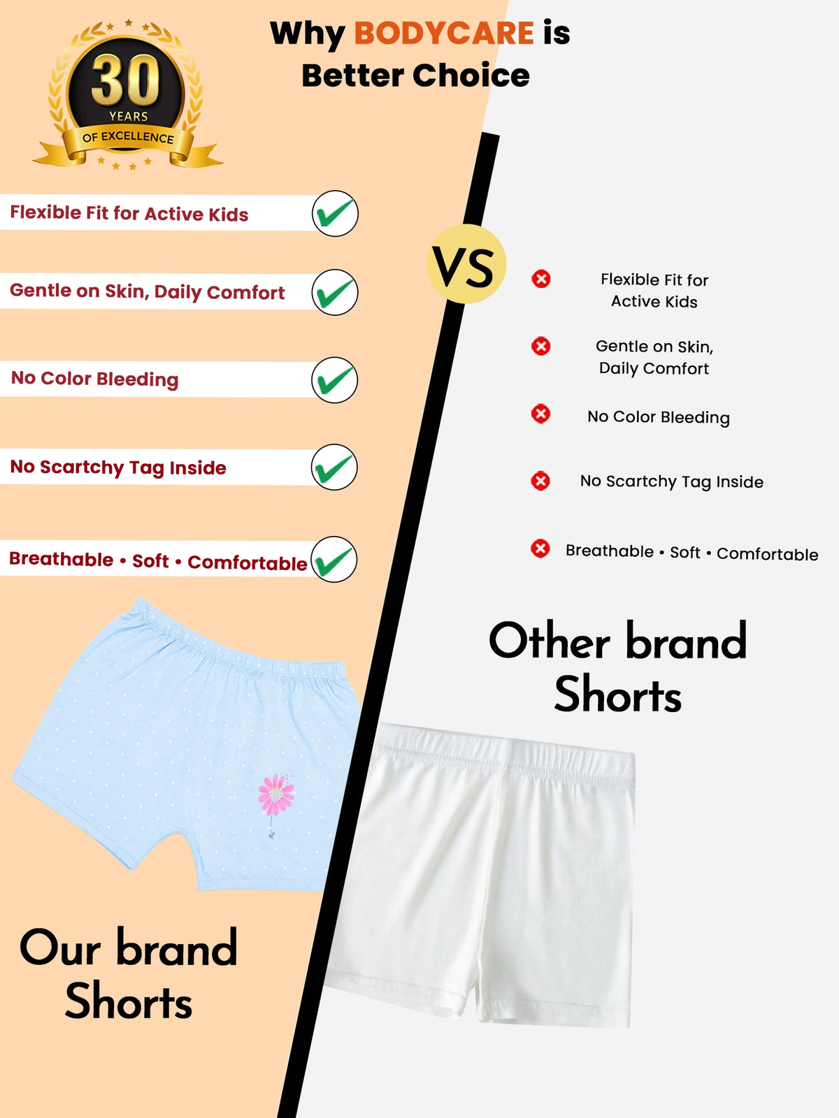 Girls Organic Cotton Innerwear Boyshorts Printed for Everyday Innerwear Comfort, Secure Fit and Regular Use - Pack of 3