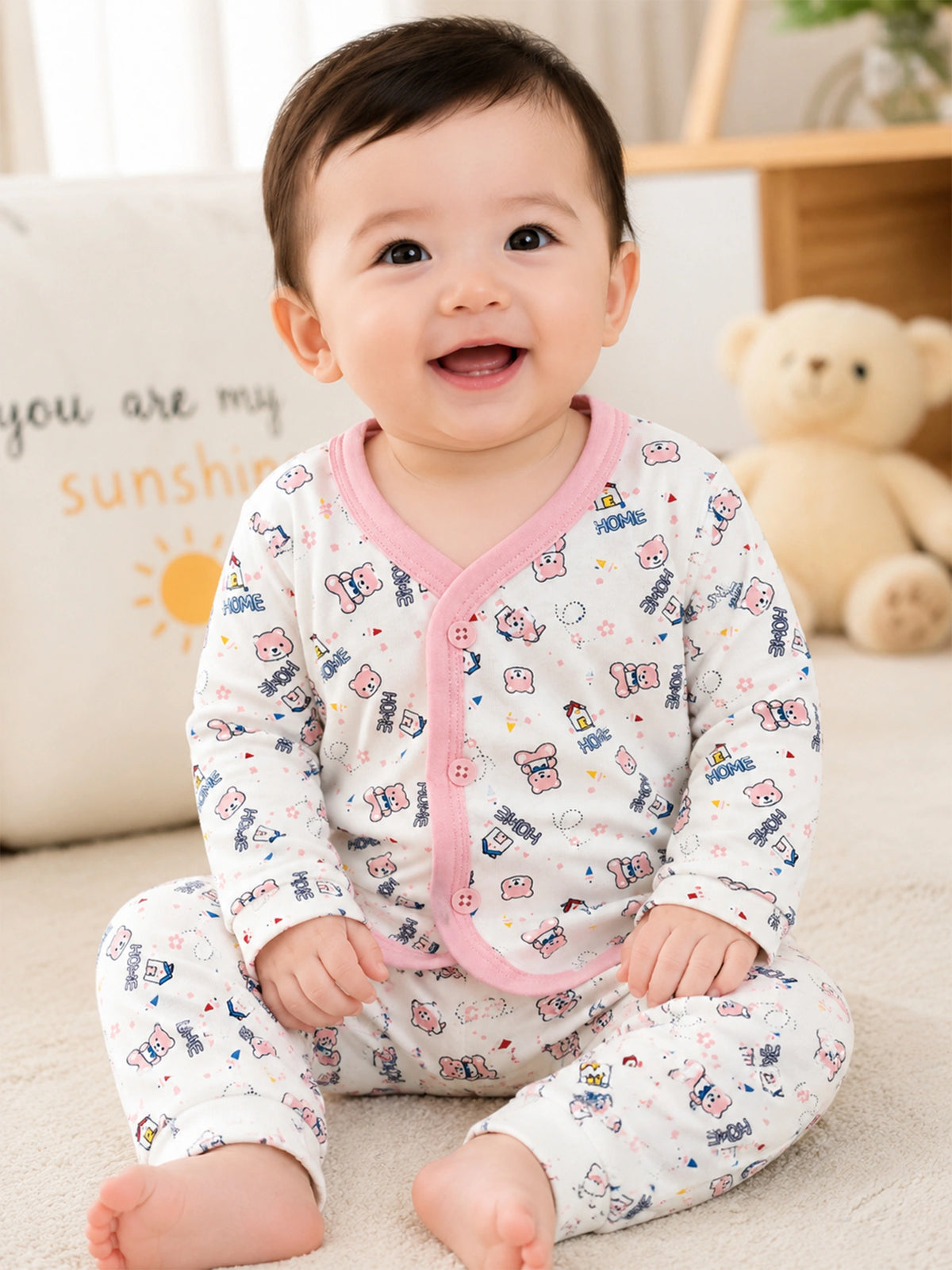 Unisex Baby Cotton Printed Top and Pyjama Set with Soft Comfort, Coordinated Nightwear Style and Everyday Ease