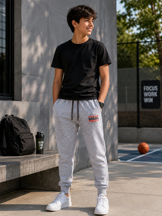 Boys French Terry Cotton Track Pant with Regular Fit Jogger Style for Casual Wear and Comfortable Active Movement