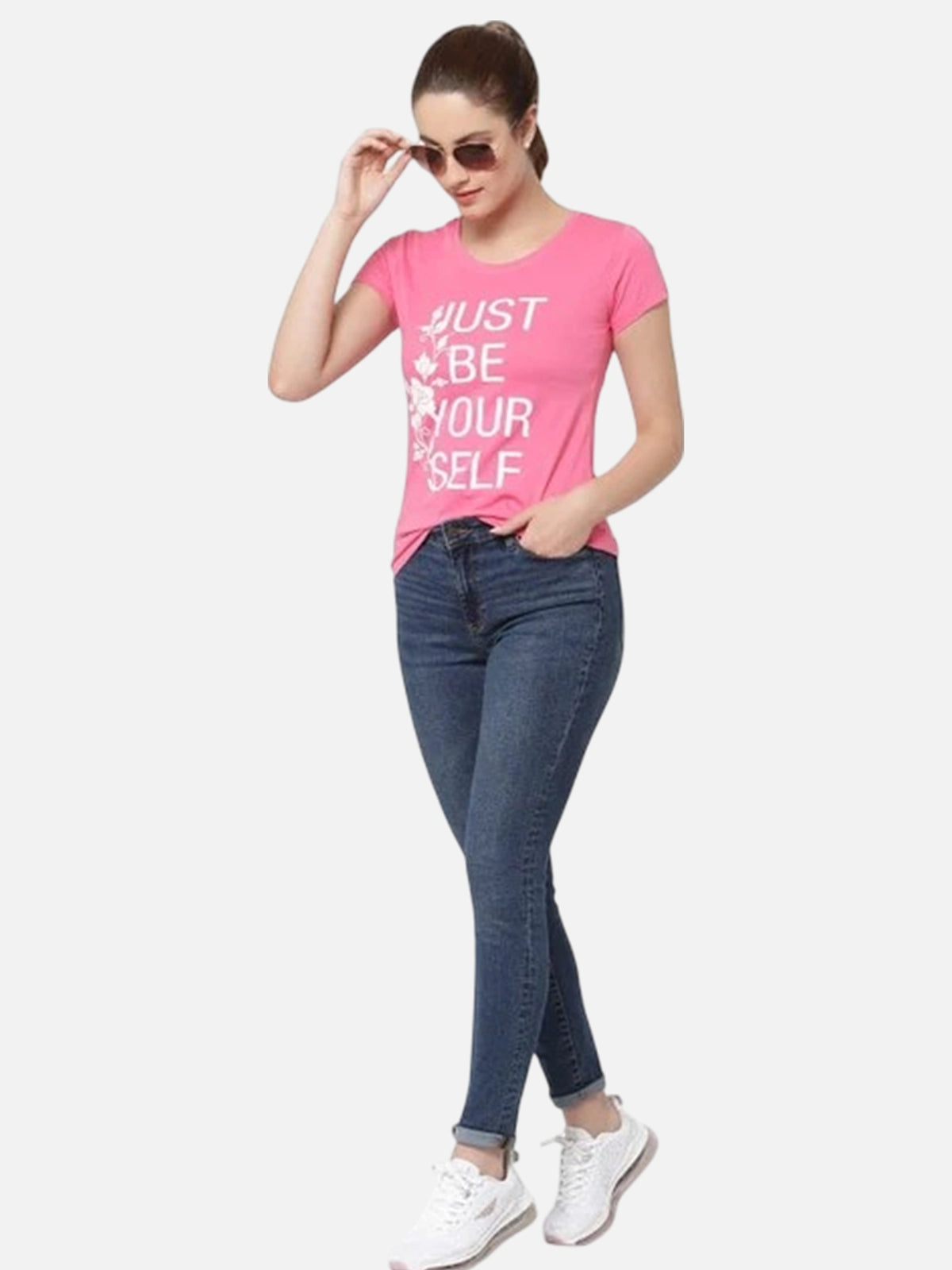 Women T-Shirt Round Neck Half Sleeves with Clean Casual Styling for Everyday Wear and Layering Comfort