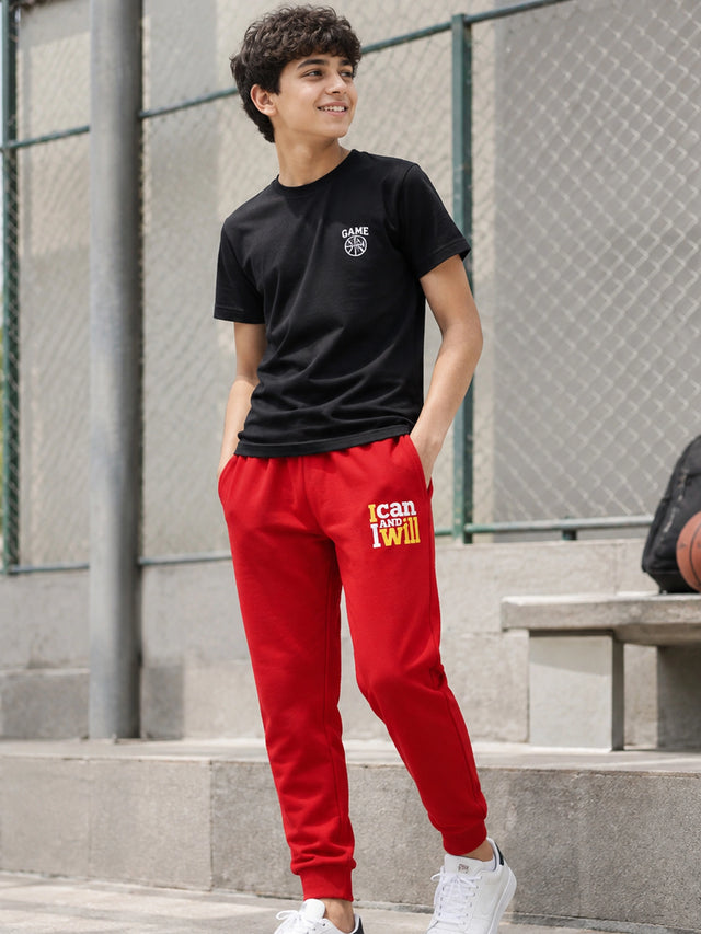 Boys 100% Cotton Track Pant Regular Fit for Casual Wear, Lounge Comfort and Easy Movement - Pack of 1