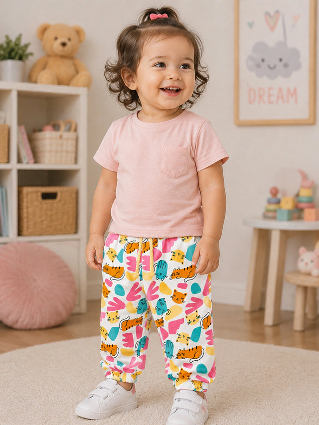 Girls Soft Stretchable Lightweight Track Pant for Casual Wear, Outdoor Play, Easy Movement and Everyday Comfort