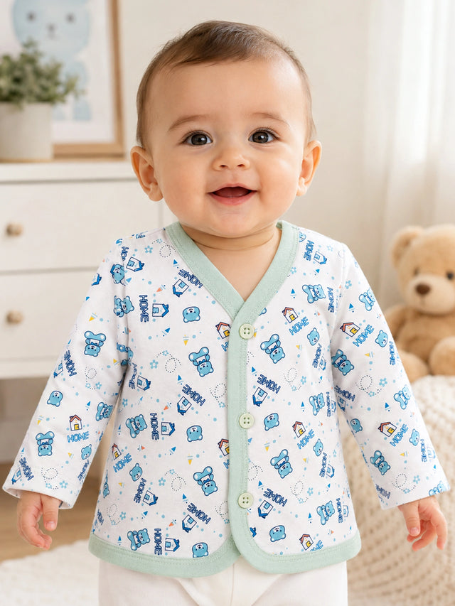 Baby Printed Front Open Top for Easy Dressing, Comfortable Daily Wear and Regular Baby Wardrobe Use - Pack of 3