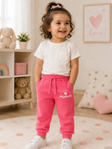 Baby Girls Interlock Track Pant with Printed Regular Fit for Casual Wear, Lounge Comfort and Easy Movement