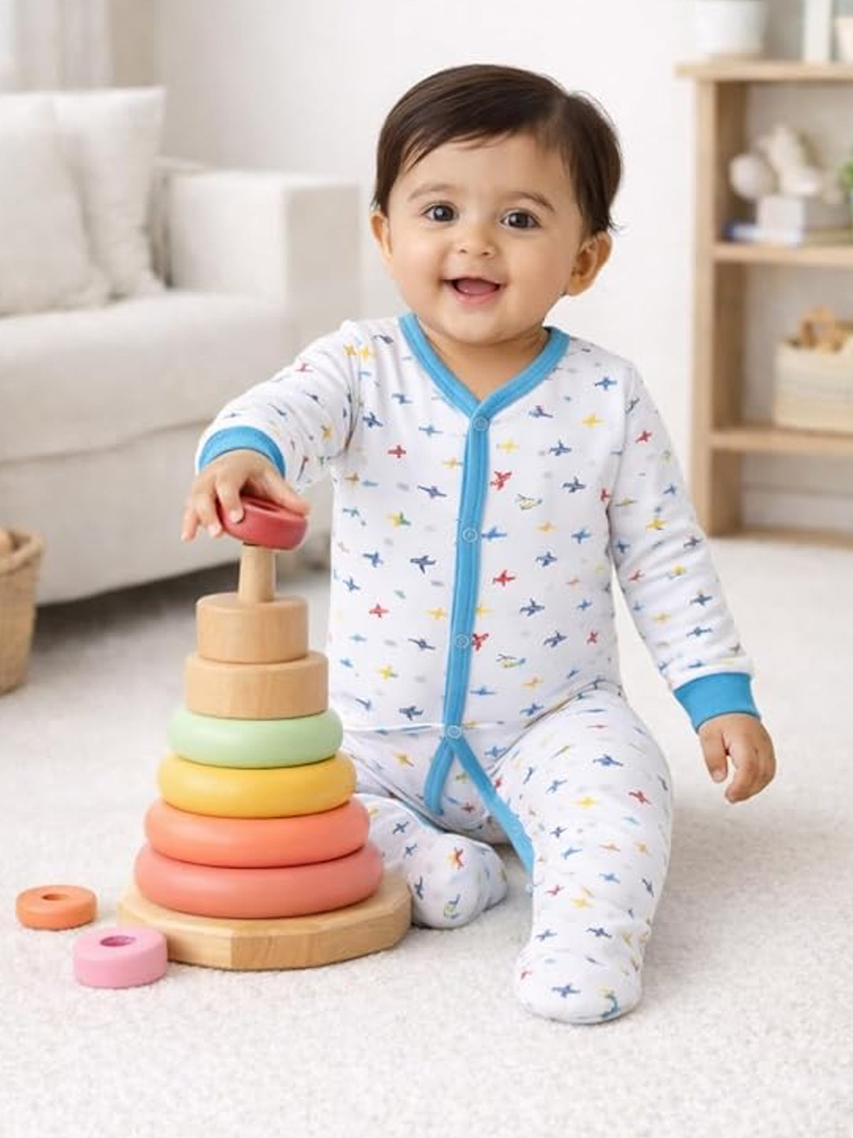 Unisex Baby Front Open Full Sleeve Romper in 100% Cotton for Sleepsuit Comfort and Easy Everyday Dressing