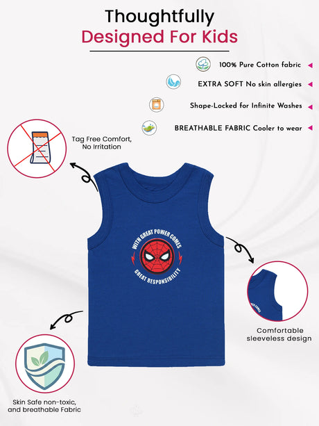 Boys Spiderman 100% Cotton Vest Pack of 3