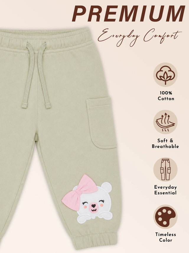 Baby Girls 3 Thread Fleece Track Pant for Casual Wear, Easy Movement, Warm Comfort and Everyday Wardrobe Use