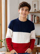 Boys Round Neck Full Sleeves Sweater with Comfortable Winter Wear Styling, Everyday Comfort and Casual Use
