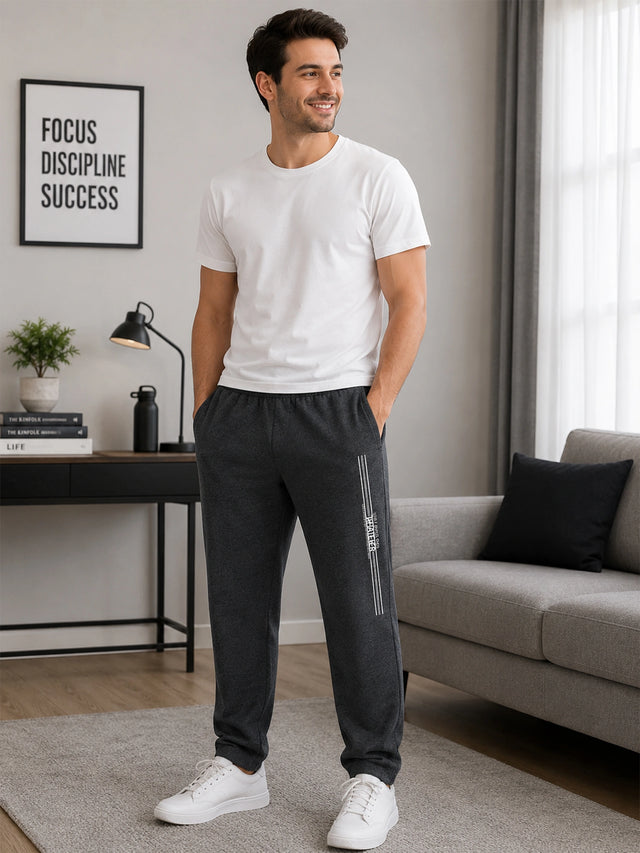 Men Cotton Track Pant with Straight Fit for Gym, Running, Workout, Lounge Wear and Casual Sports Use