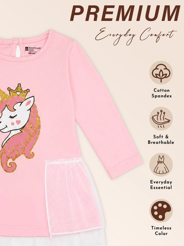 Baby Girls Interlock Cotton Frock with Soft Breathable Fabric and Regular Fit for Casual Wear and Everyday Comfort