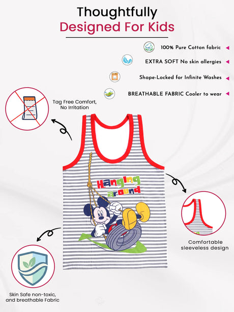 Boys Mickey & Friends Vest Round Neck Sleeveless Pack of 3