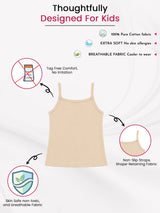Girls 100% Cotton Printed Sleeveless Vest with Dori Neck for Everyday Innerwear Comfort and Regular Use - Pack of 4