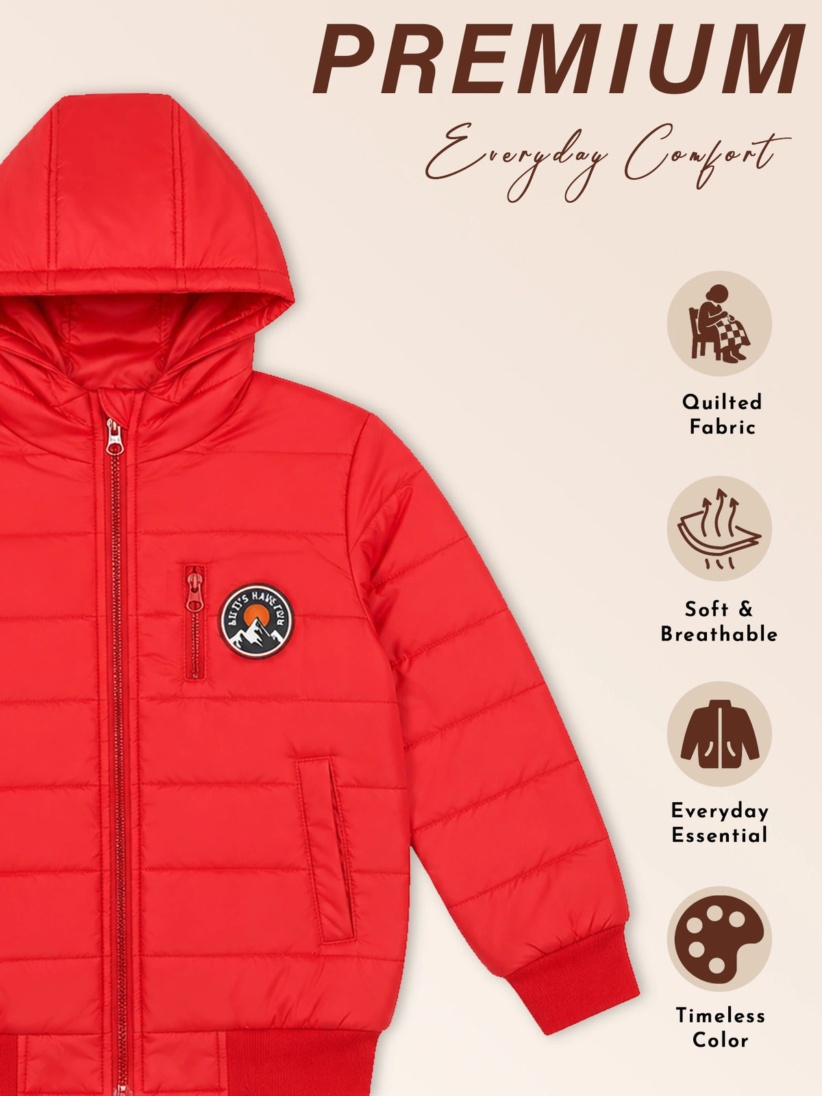 Boys Soft Cotton Blend Jacket for Winter Wear, Warm Comfort, Casual Outfits and Regular Wardrobe Use