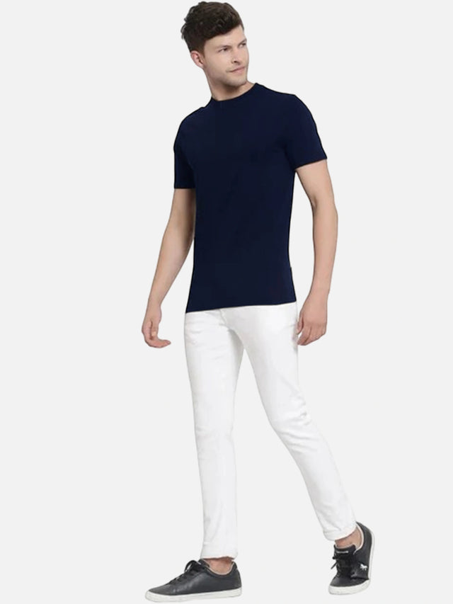 Men 100% Cotton Round Neck T-Shirt with Half Sleeves, Soft Regular Fit Comfort and Everyday Casual Wear