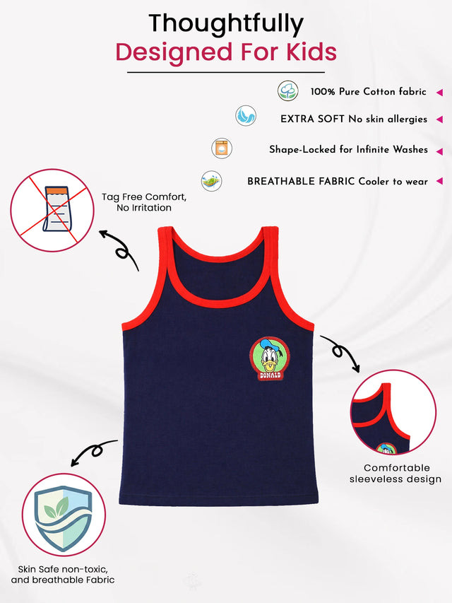 Boys Vest Round Neck Sleeveless Pack of 4 - Bodycare