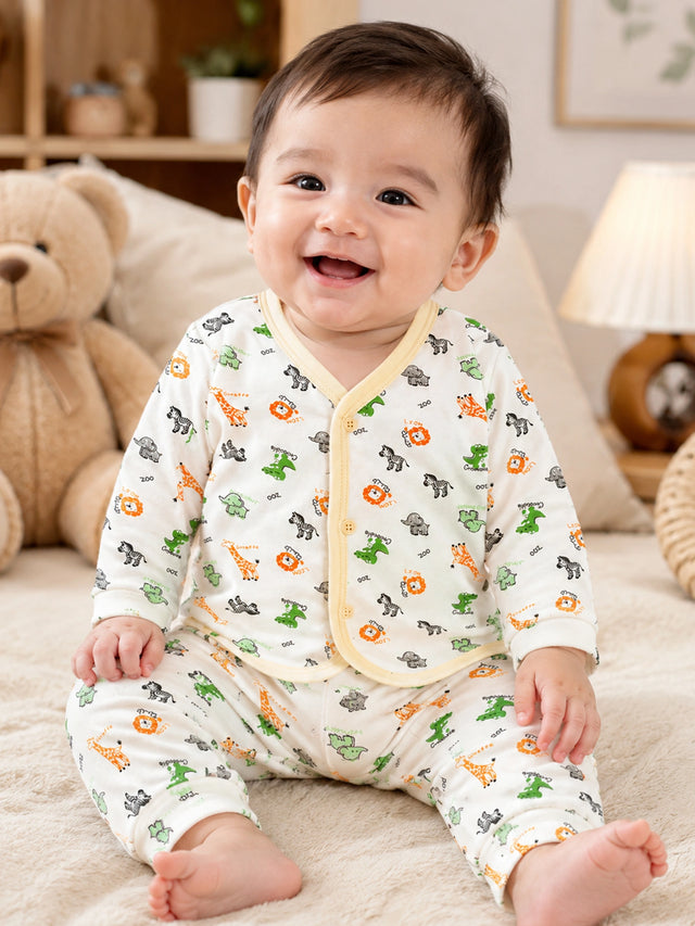 Unisex Baby Cotton Printed Top and Pyjama Set with Soft Comfort, Coordinated Nightwear Style and Everyday Ease