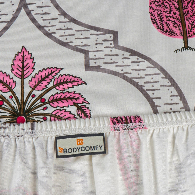 King Size Hosiery Fitted Bedsheet Botanical Print - Bodycare