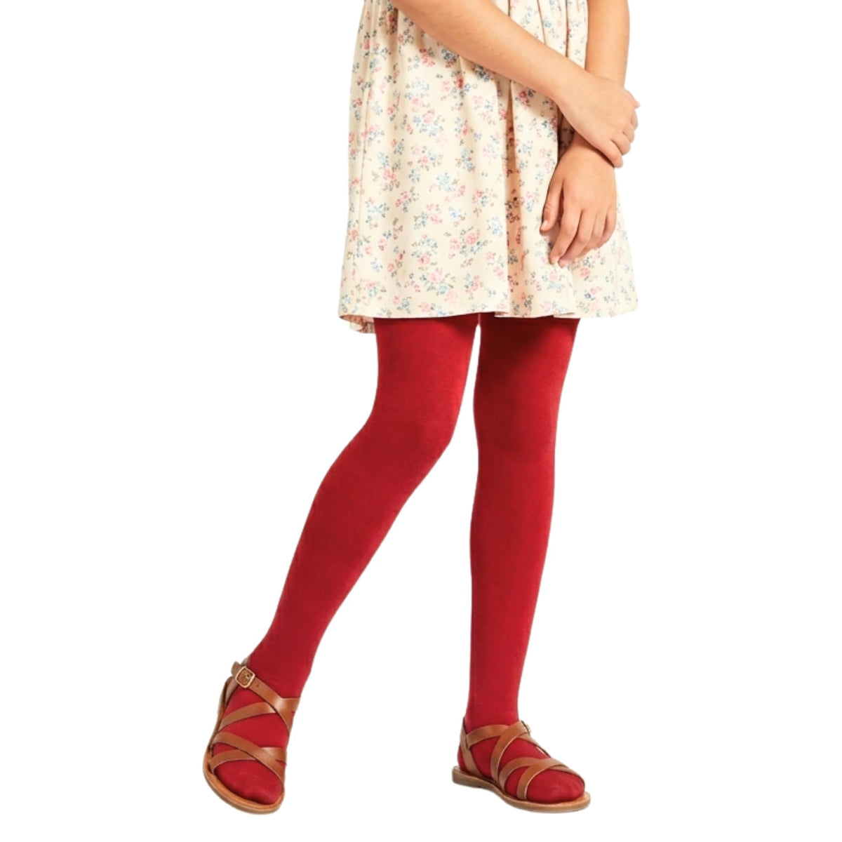 Girls' Non Terry Stretch Tights - Red - 6