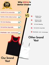 Boys Cotton Rib Round Neck Sleeveless Innerwear Vest for Everyday Comfort and Regular Use - Pack of 4
