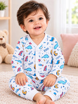 Unisex Front Open Thermal Suit with Cotton Rich Fabric, Full Sleeve Top and Pant Combo for Winter Comfort
