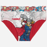 Kids' underwear featuring Thor and Avengers superhero print, red and white cotton brief
