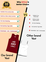Boys 100% Cotton Printed Round Neck Sleeveless Innerwear Vest for Everyday Comfort and Regular Use - Pack of 4