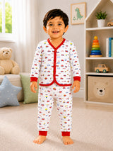 Unisex Front Open Thermal Suit with Full Sleeves Top and Bottom for Baby Winter Wear and Sleep Comfort