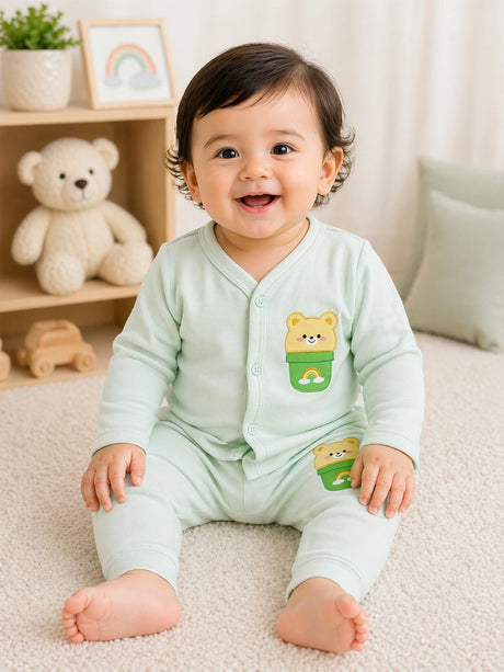 Unisex Baby Night Suit Front Open Full Sleeves