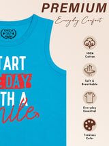Boys Cotton Printed Sleeveless T-Shirt with Round Neck and Regular Fit for Casual Wear and Easy Movement