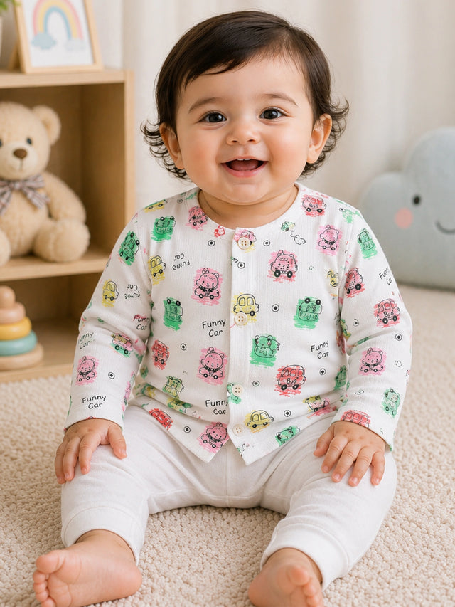 Unisex Thermal Front Open Full Sleeves Top for Baby Winter Innerwear, Easy Dressing and Regular Use - Pack of 3