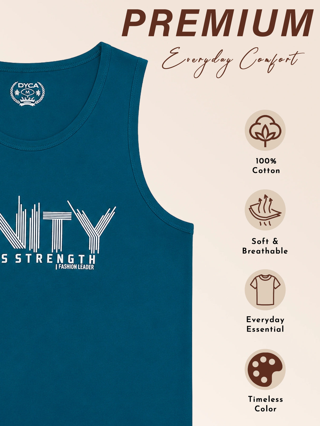 Men Cotton Printed Sleeveless T-Shirt with Round Neck, Tank Top Styling and Regular Fit for Casual Wear Comfort
