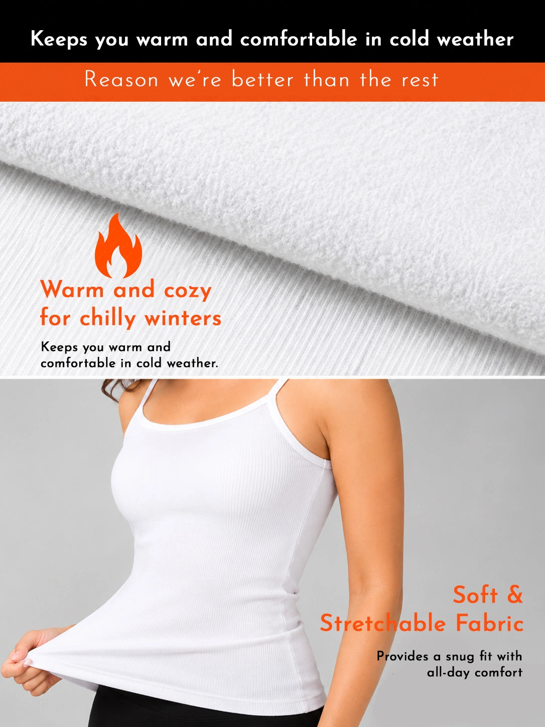 Women 100% Cotton Camisole Style Thermal Top with High Warmth Comfort and Winter Innerwear Essential