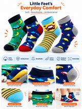 Boys Ankle Length Cotton Socks with Soft Stretchable Comfort, Antibacterial Finish and Moisture Wicking - Pack of 4