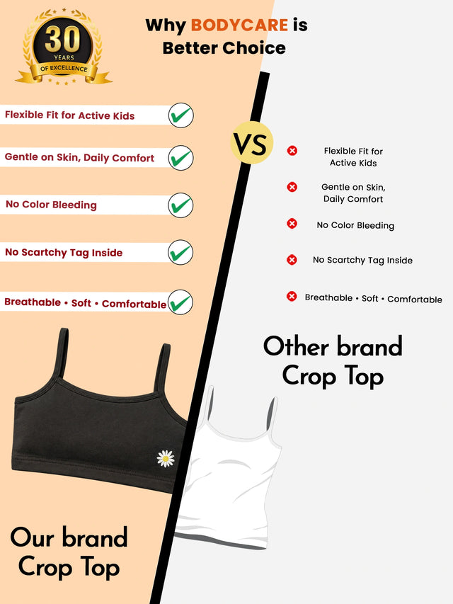 Girls Cotton Sleeveless Crop Top with Inner Elastic for Everyday Innerwear Comfort and Supportive Fit