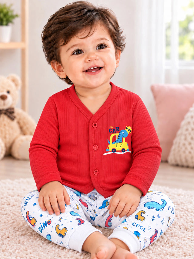 Unisex Baby Front Open Full Sleeves Thermal Top for Winter Innerwear Comfort and Everyday Use - Pack of 3