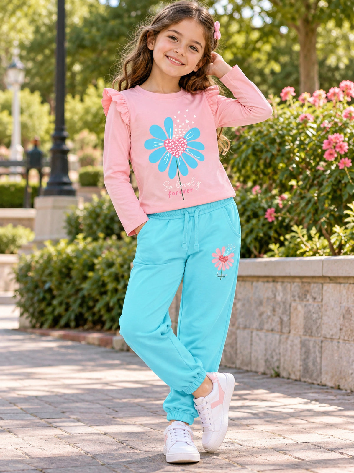 Girls 100% Cotton T-Shirt and Pajama Set with Soft Breathable Comfort for Lounge Wear and Nightwear - Pack of 1