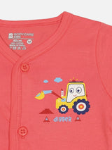 Baby 100% Cotton Front Open Half Sleeves Short Suit Solid