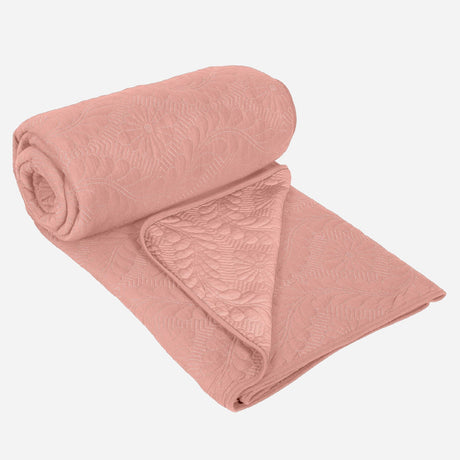 BodyComfy 100% Cotton Hosiery King-Size Fitted Bedcover – Quilted Floral Motif Print