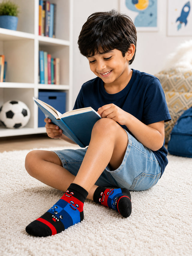 Boys Antibacterial Super Soft Socks for Everyday Comfort, Regular Wear and Casual Wardrobe Use - Pack of 3