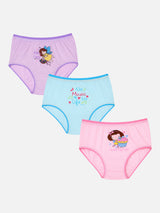 Girls Printed Panty 100% Cotton Underwear with Top Elastic for Soft Comfort and Daily Innerwear Use - Pack of 3