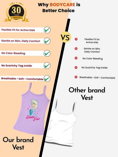 Girls Frozen Vest Dori Neck Sleeveless Pack of 6