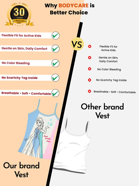 Girls Frozen 100% Cotton Vest Dori Neck Pack of 3