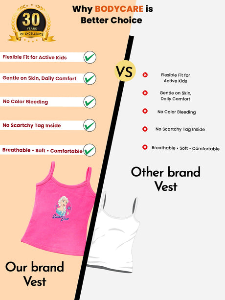 Girls Frozen Vest Dori Neck Sleeveless Pack of 6