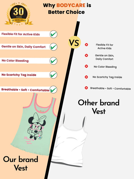 Girls Cotton Rib Vest Round Neck Sleeveless Pack of 6